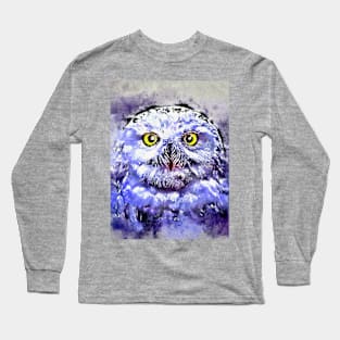 Watercolor Snowy Owl Long Sleeve T-Shirt